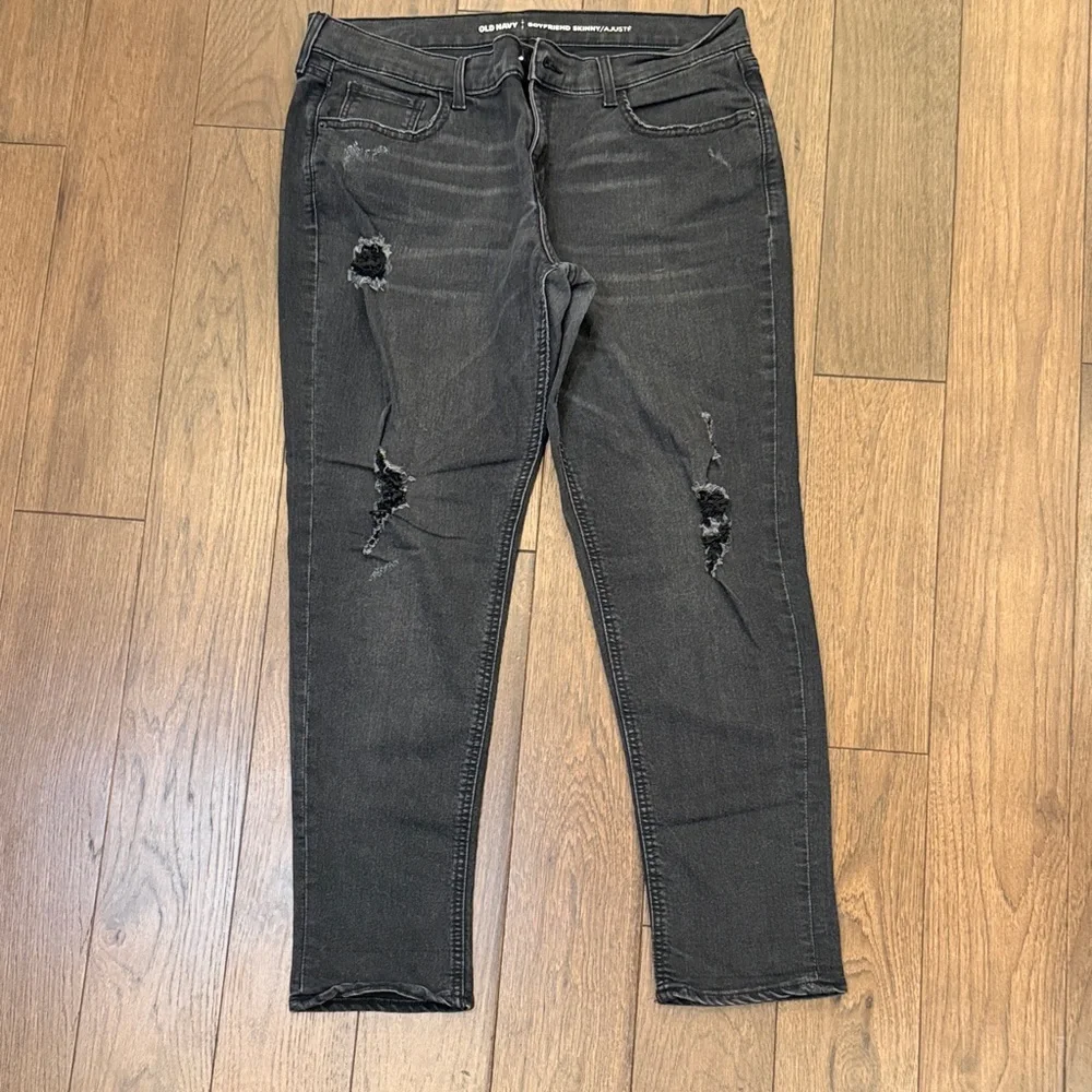 Old Navy Boyfriend Skinny Distressed Black Women's Jeans Size 10 C8-010
